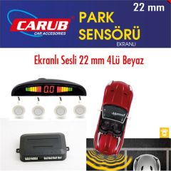 PARK SENSÖRÜ TAKIMI - EKRANLI, SESLİ, 4 ADET 22MM BEYAZ SENSÖR GÖZÜ