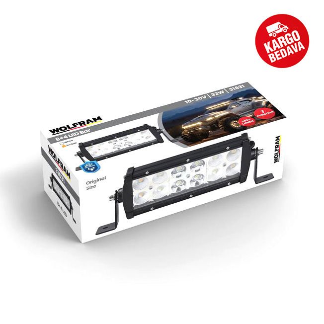 Wolfram 31631 Led Bar Beyaz Işık + Amber Işık 7 Fonksiyon Çakarlı 19 cm 12/24V E-Belgeli 32W