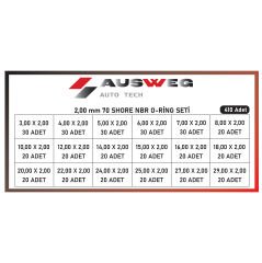 AUSWEG 2 mm 70 Shore NBR O-Ring Seti - 410 Adet