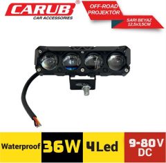 CARUB 3010613 12-80V OFF ROAD PROJEKTÖR BEYAZ SARI 4 LED 36 W 12.5 X 3.5 CM