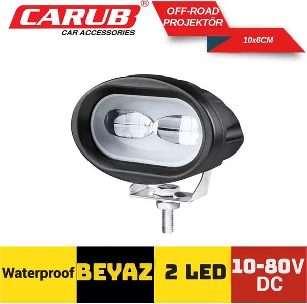 CARUB 3010614 10-80 V OFF ROAD PROJEKTÖR BEYAZ 2LED 10×6 CM