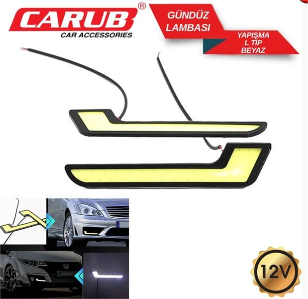 CARUB 4323004 12V GÜNDÜZ FARI YAPIŞTIRMALI L TİP BEYAZ