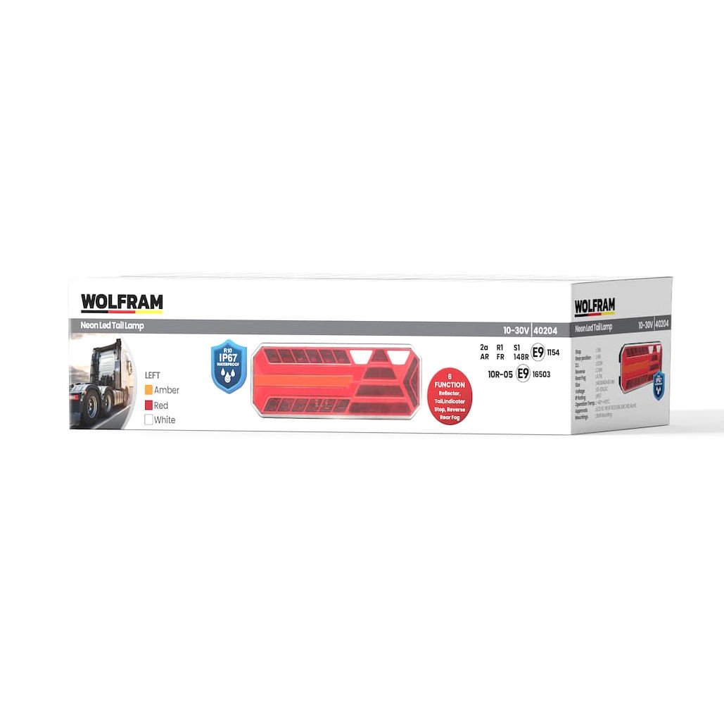 WOLFRAM 40204 10V - 30V STOP LAMBASI TIR VE DORSE NEON LED 6 FONKSİYONLU SOL