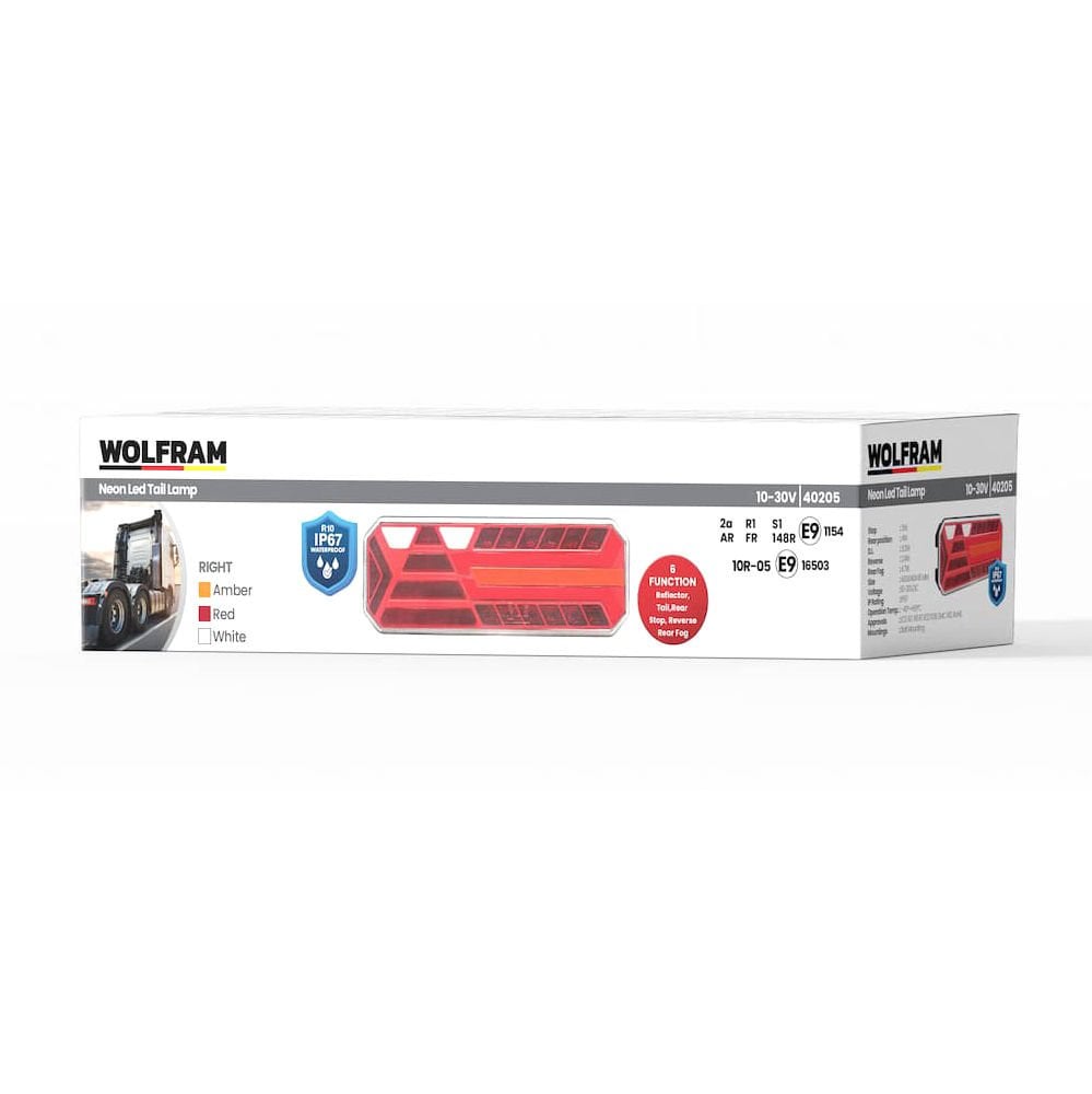 WOLFRAM 40205 10V - 30V STOP LAMBASI TIR VE DORSE NEON LED 6 FONKSİYONLU SAĞ
