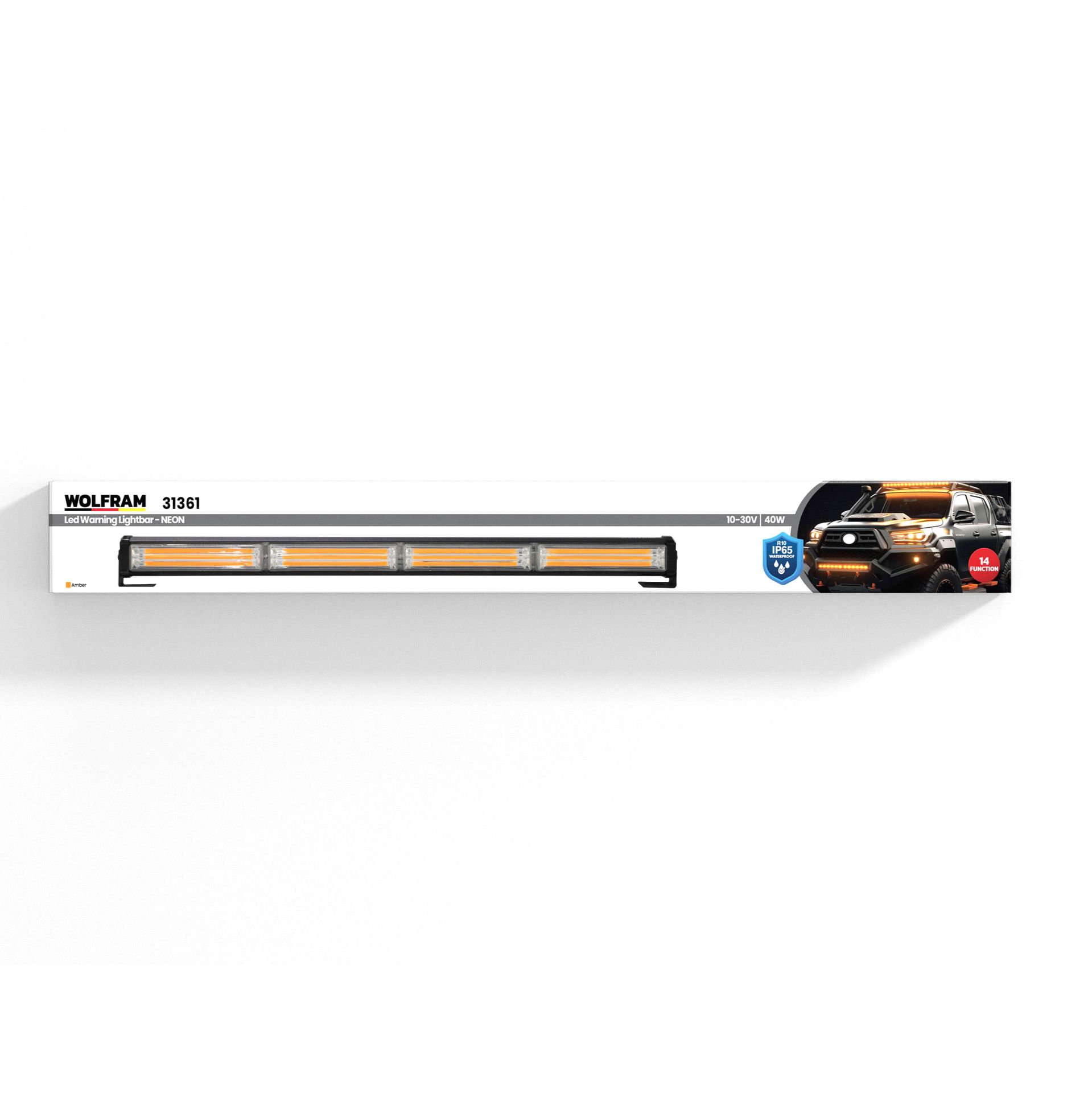 WOLFRAM 31361 12V-24V TEPE LAMBASI NEON İKAZLI LED 14 FONKSİYONLU 40W 61 CM E BELGELİ