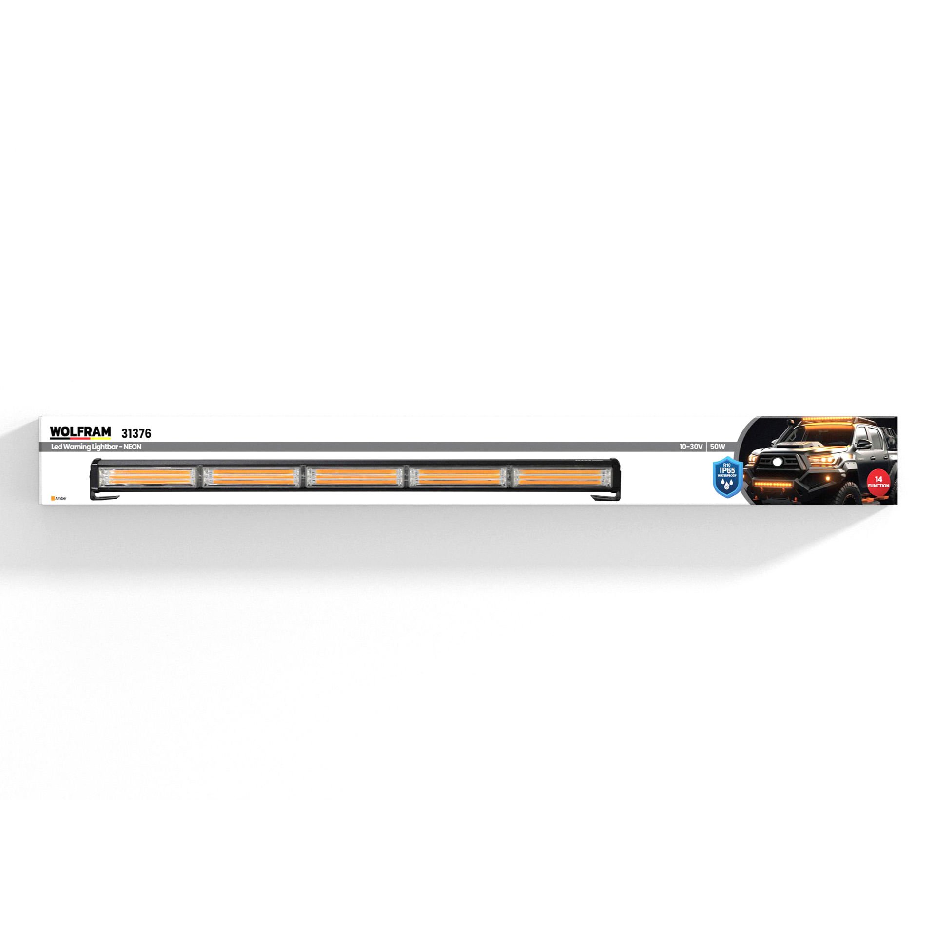 WOLFRAM 31376 12V - 24V TEPE LAMBASI NEON İKAZLI LED 14 FONKSİYONLU 50W 76 CM E BELGELİ