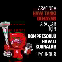 SEGER 12V ÜÇLÜ KIRMIZI BORULU MELODİLİ KORNA 80KH12.000.03B