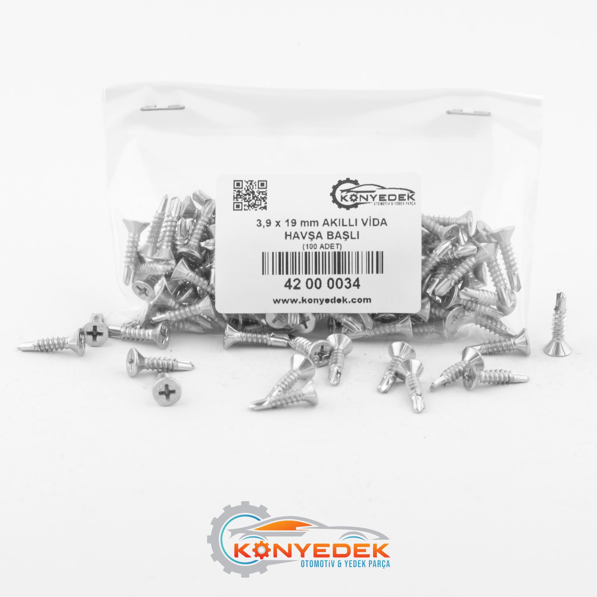 3,9 X 19 mm Havşa Başlı, Matkap Uçlu - Akıllı Vida (2000 Adet)