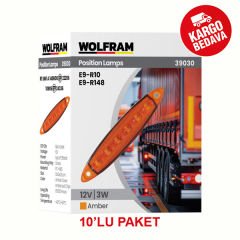 WOLFRAM 39030 12V YAN POZİSYON LAMBA 6 LED 3W AMBER E9-R10 BELGELİ - 10 Adet