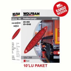 WOLFRAM 39032 12V YAN POZİSYON LAMBA 6 LED 3W KIRMIZI E9-R10 BELGELİ - 10 Adet