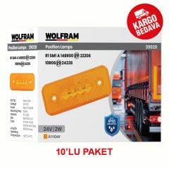 WOLFRAM 39020 24V SIDE MARKER YAN POZİSYON LAMBASI 2W AMBER E9-R10 BELGELİ - 10 Adet